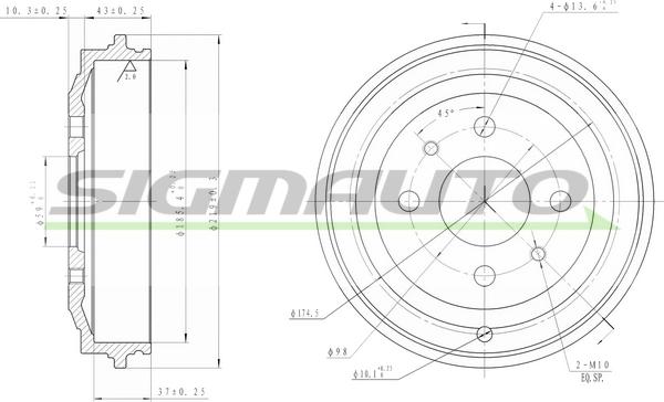 SIGMAUTO DR5044 - Спирачен барабан vvparts.bg