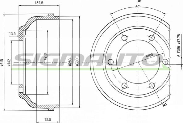 SIGMAUTO DR5063 - Спирачен барабан vvparts.bg