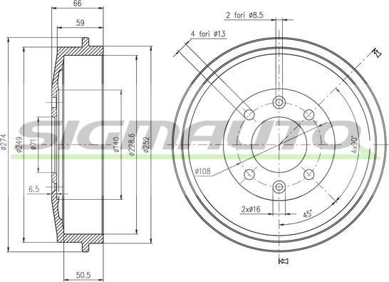 SIGMAUTO DR5146 - Спирачен барабан vvparts.bg