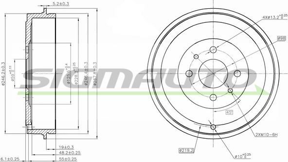 SIGMAUTO DR5267 - Спирачен барабан vvparts.bg