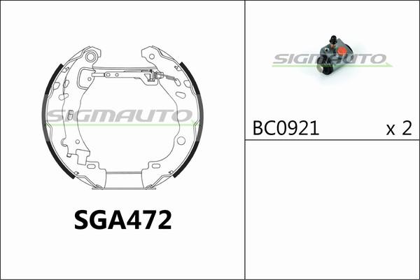 SIGMAUTO SGA472 - Комплект спирачна челюст vvparts.bg