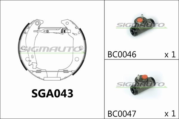 SIGMAUTO SGA043 - Комплект спирачна челюст vvparts.bg