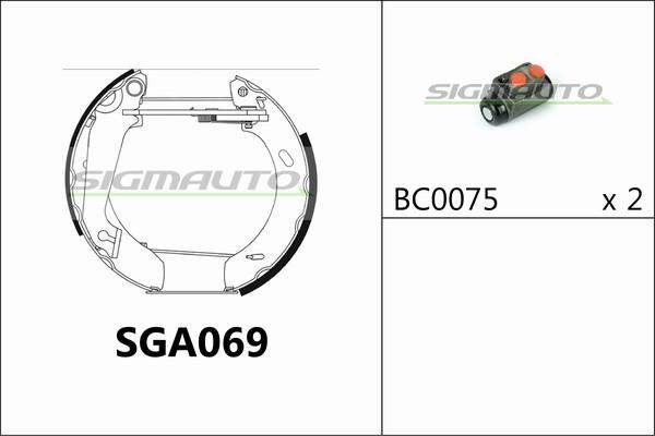 SIGMAUTO SGA069 - Комплект спирачна челюст vvparts.bg