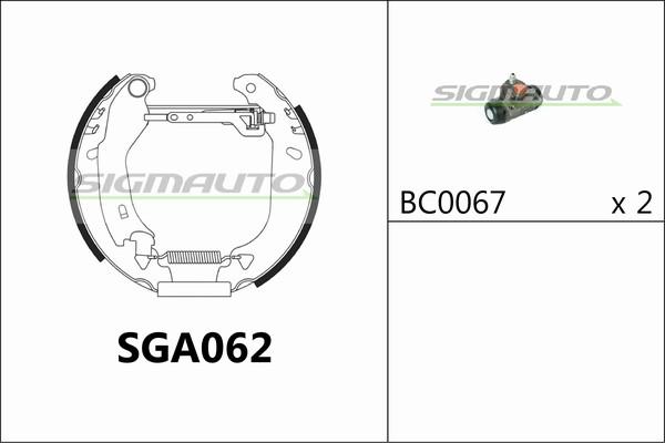 SIGMAUTO SGA062 - Комплект спирачна челюст vvparts.bg
