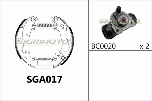 SIGMAUTO SGA017 - Комплект спирачна челюст vvparts.bg