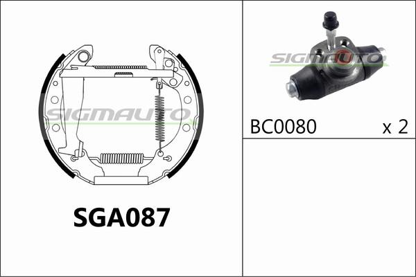 SIGMAUTO SGA087 - Комплект спирачна челюст vvparts.bg