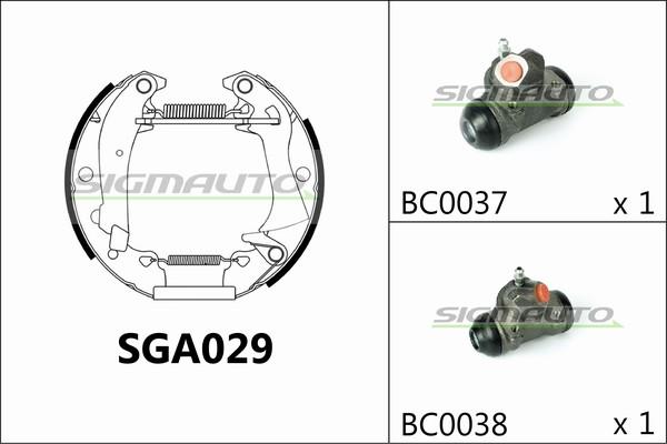 SIGMAUTO SGA029 - Комплект спирачна челюст vvparts.bg