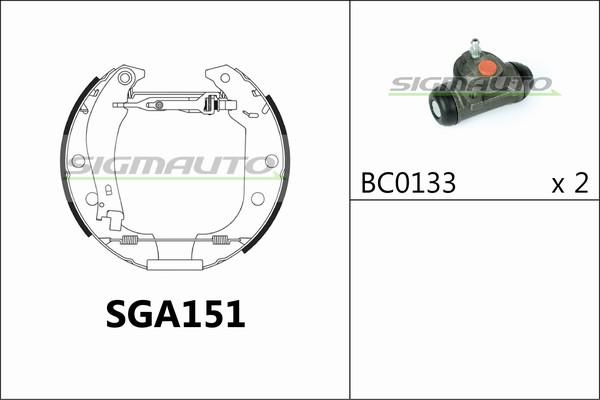 SIGMAUTO SGA151 - Комплект спирачна челюст vvparts.bg