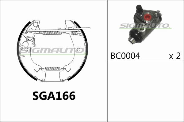 SIGMAUTO SGA166 - Комплект спирачна челюст vvparts.bg
