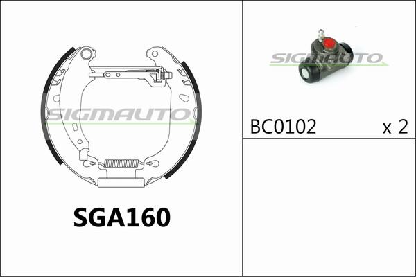 SIGMAUTO SGA160 - Комплект спирачна челюст vvparts.bg