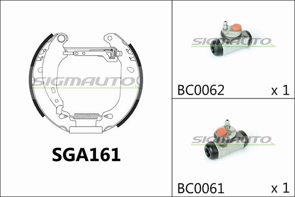 SIGMAUTO SGA161 - Комплект спирачна челюст vvparts.bg