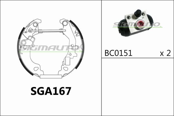 SIGMAUTO SGA167 - Комплект спирачна челюст vvparts.bg