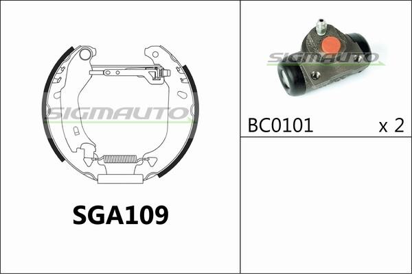 SIGMAUTO SGA109 - Комплект спирачна челюст vvparts.bg