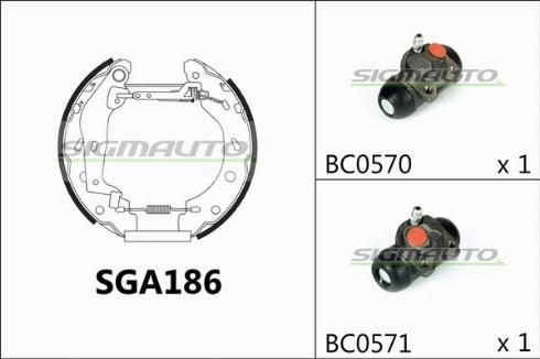 SIGMAUTO SGA186 - Комплект спирачна челюст vvparts.bg