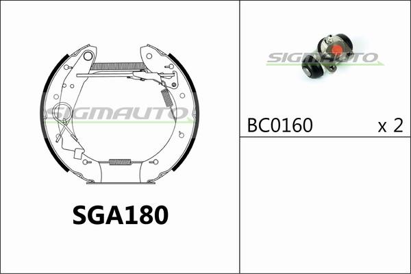 SIGMAUTO SGA180 - Комплект спирачна челюст vvparts.bg