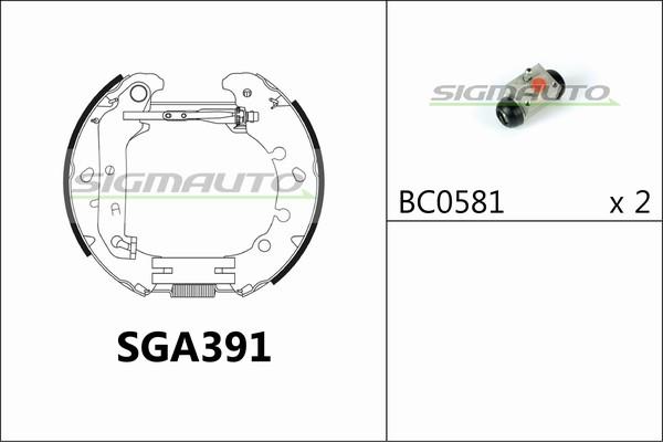 SIGMAUTO SGA391 - Комплект спирачна челюст vvparts.bg