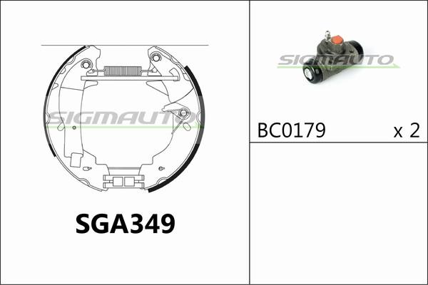 SIGMAUTO SGA349 - Комплект спирачна челюст vvparts.bg