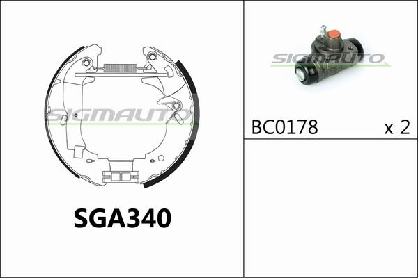 SIGMAUTO SGA340 - Комплект спирачна челюст vvparts.bg