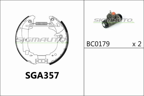 SIGMAUTO SGA357 - Комплект спирачна челюст vvparts.bg