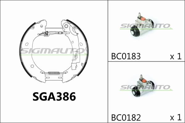 SIGMAUTO SGA386 - Комплект спирачна челюст vvparts.bg