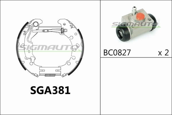 SIGMAUTO SGA381 - Комплект спирачна челюст vvparts.bg