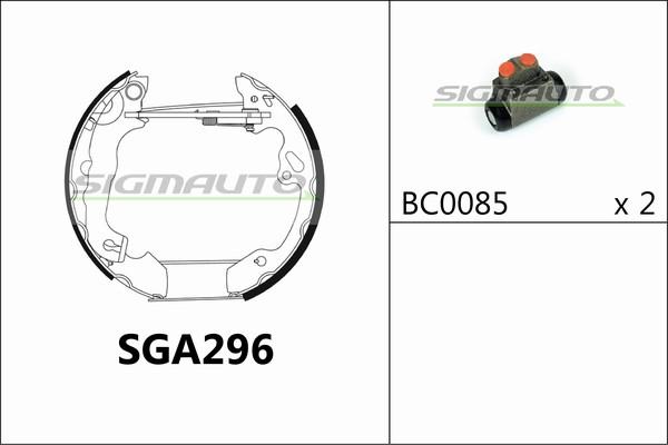 SIGMAUTO SGA296 - Комплект спирачна челюст vvparts.bg