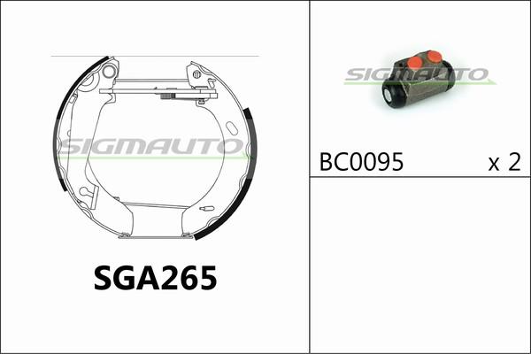 SIGMAUTO SGA265 - Комплект спирачна челюст vvparts.bg