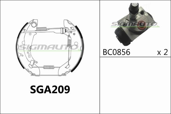 SIGMAUTO SGA209 - Комплект спирачна челюст vvparts.bg