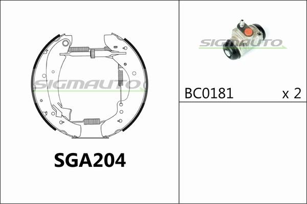 SIGMAUTO SGA204 - Комплект спирачна челюст vvparts.bg