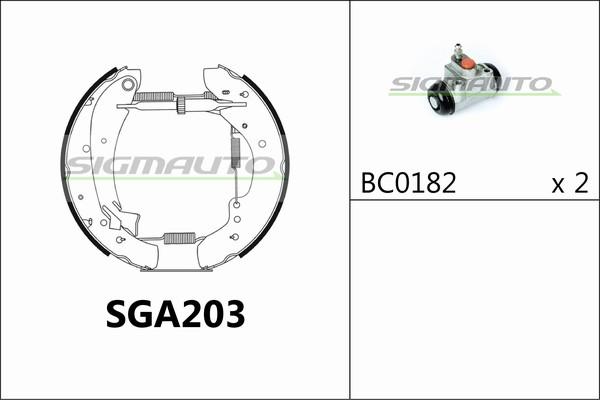 SIGMAUTO SGA203 - Комплект спирачна челюст vvparts.bg