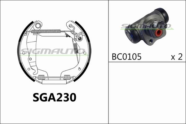 SIGMAUTO SGA230 - Комплект спирачна челюст vvparts.bg
