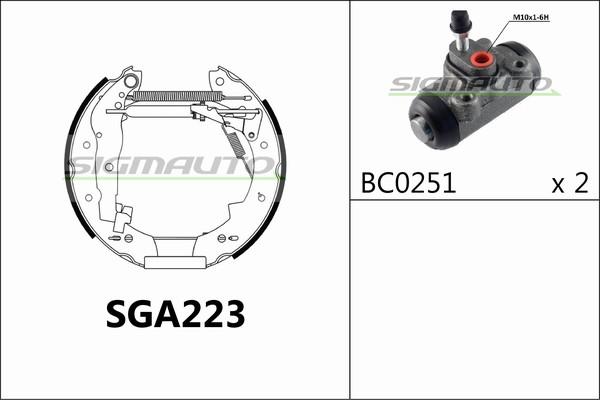 SIGMAUTO SGA223 - Комплект спирачна челюст vvparts.bg