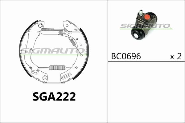 SIGMAUTO SGA222 - Комплект спирачна челюст vvparts.bg