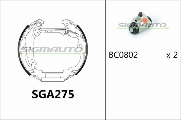 SIGMAUTO SGA275 - Комплект спирачна челюст vvparts.bg