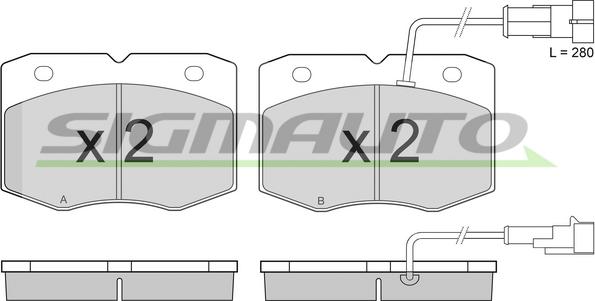 SIGMAUTO SPA949 - Комплект спирачно феродо, дискови спирачки vvparts.bg