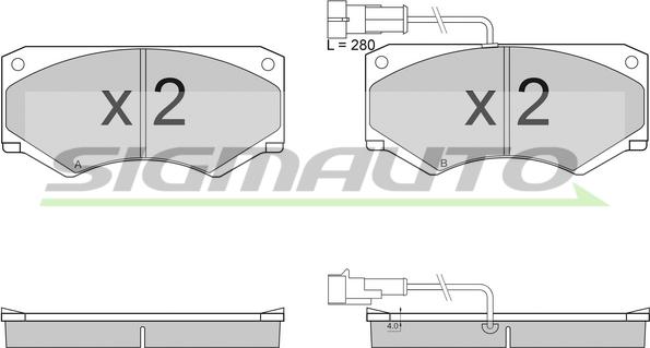 SIGMAUTO SPA948 - Комплект спирачно феродо, дискови спирачки vvparts.bg