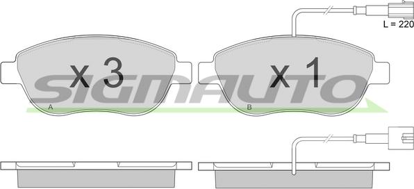 SIGMAUTO SPA943 - Комплект спирачно феродо, дискови спирачки vvparts.bg