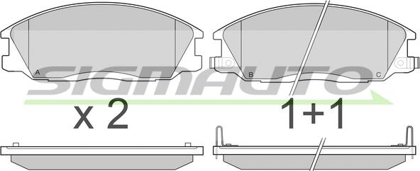 SIGMAUTO SPA909 - Комплект спирачно феродо, дискови спирачки vvparts.bg