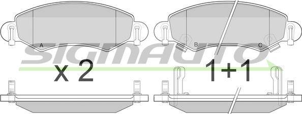 SIGMAUTO SPA907 - Комплект спирачно феродо, дискови спирачки vvparts.bg