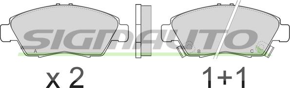 SIGMAUTO SPA546 - Комплект спирачно феродо, дискови спирачки vvparts.bg