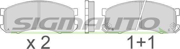 SIGMAUTO SPA504 - Комплект спирачно феродо, дискови спирачки vvparts.bg