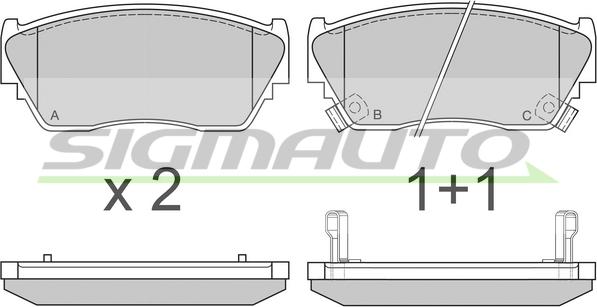 SIGMAUTO SPA511 - Комплект спирачно феродо, дискови спирачки vvparts.bg