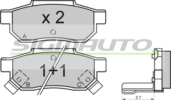 SIGMAUTO SPA530 - Комплект спирачно феродо, дискови спирачки vvparts.bg