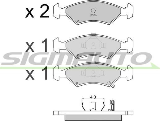 SIGMAUTO SPA647 - Комплект спирачно феродо, дискови спирачки vvparts.bg