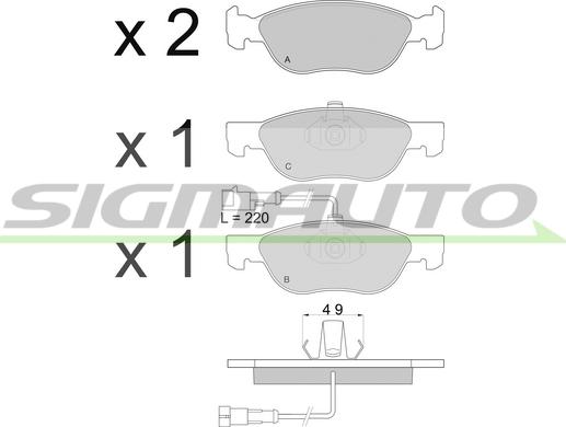 SIGMAUTO SPA667 - Комплект спирачно феродо, дискови спирачки vvparts.bg