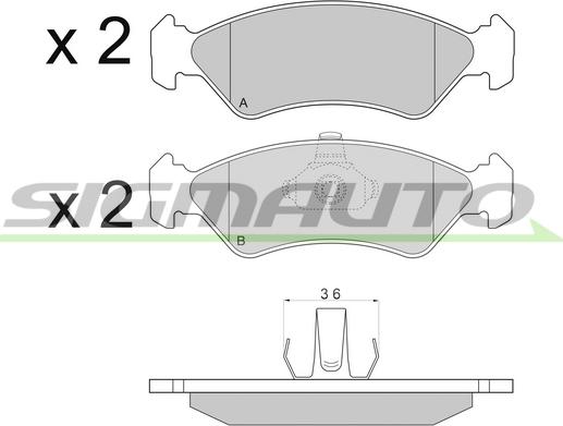 SIGMAUTO SPA671 - Комплект спирачно феродо, дискови спирачки vvparts.bg