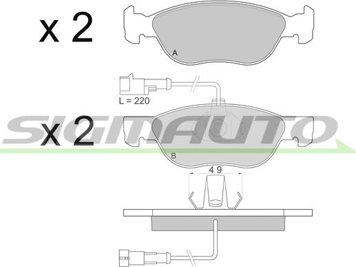 SIGMAUTO SPA677 - Комплект спирачно феродо, дискови спирачки vvparts.bg