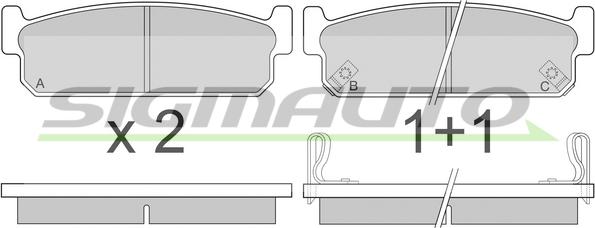 SIGMAUTO SPA860 - Комплект спирачно феродо, дискови спирачки vvparts.bg