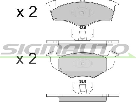 SIGMAUTO SPA808 - Комплект спирачно феродо, дискови спирачки vvparts.bg