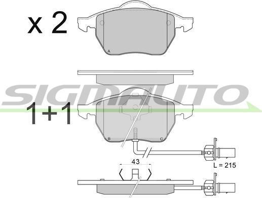 SIGMAUTO SPA816 - Комплект спирачно феродо, дискови спирачки vvparts.bg